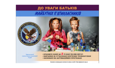 До уваги бітьків майбутніх п’ятикласників